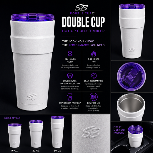 Double Cup Tumbler 20oz Signature Styrofoam White